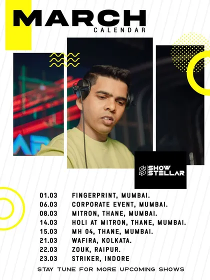 My gig calendar for March, showing a packed schedule across multiple cities and event types, including club nights and corporate events. This shows my demand and versatility.