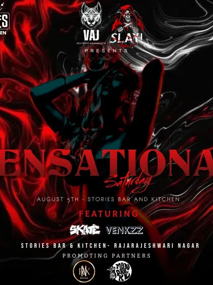 "Sensational Saturday" event poster for my performance at Stories Bar & Kitchen.