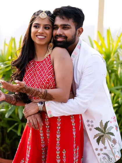 A romantic couple portrait from their Mehendi day.