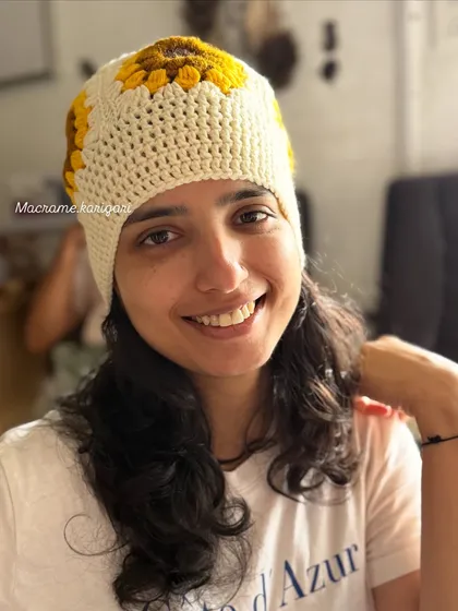 This is one of my favorite creations, our sunflower crochet cap. It’s handmade with soft, premium yarn, and seeing the joy it brings makes all the late nights worth it. It’s comfortable, stylish, and perfect for adding a little sunshine to your day.
