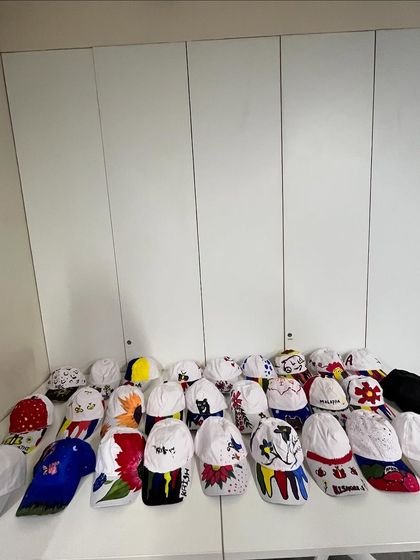 A whole collection of caps painted by kids at a workshop I hosted for HBC and Sneha Shraya Foundation. It was amazing to see their creativity come to life on a simple cap.