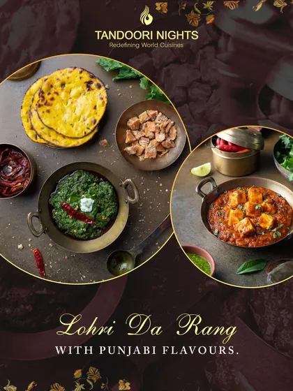 Experience Lohri Da Rang with authentic Punjabi flavors. Our menu features classics like Sarson da Saag and Makki di Roti, bringing the essence of tradition to each bite.