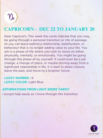 This week's tarot guidance for Capricorn. You may be going through a personal transition, leaving behind a relationship, belief system, or behavior that no longer serves you.