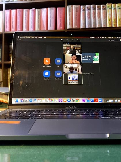 The legal world has embraced digital transformation. Here I am during a virtual interview, a common practice now for court hearings, client meetings, and media interactions, allowing me to connect and work seamlessly from my office.