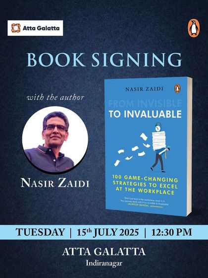 Poster for a book signing with author Nasir Zaidi for his career strategy book 'From Invisible to Invaluable'.