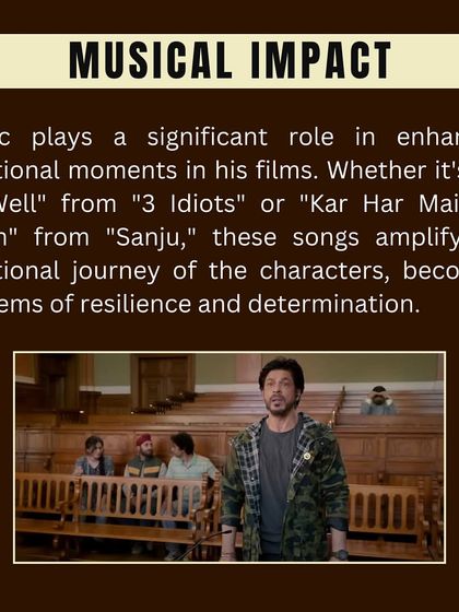 Diving into the world of Rajkumar Hirani. His films like '3 Idiots' and 'Sanju' have songs that become anthems, and their musical impact is something special in a theatre setting.