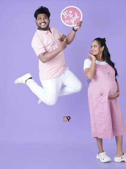 The excitement of a gender reveal is a memory to cherish forever. We capture that pure, unscripted joy in a fun and vibrant studio setting, turning a special announcement into a picture you can share and look back on with a smile.