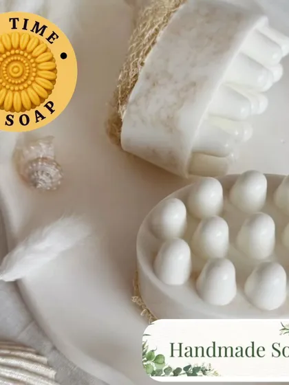 This is my two-in-one solution: a loofah massage bar. It gently exfoliates to get rid of dull skin while the soap cleanses and moisturizes. It’s great for improving blood flow and getting your skin ready to absorb moisture.