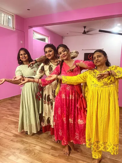 The beautiful poses from our semi-classical workshop. The studio's simple decor allows the dancers and their art to be the main focus.