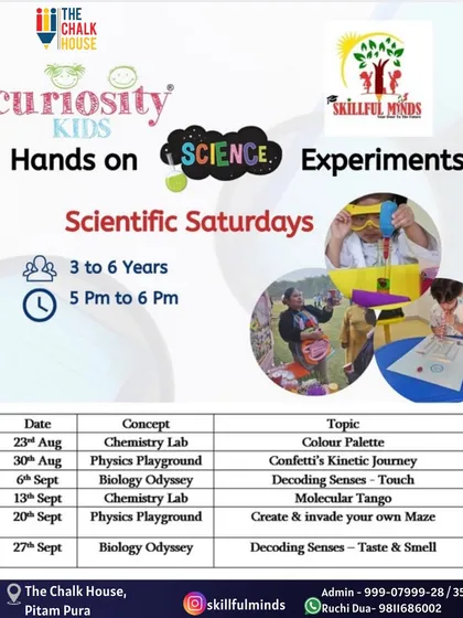 'Scientific Saturdays' are all about hands-on science experiments for kids aged 3 to 6. We explore concepts from chemistry, physics, and biology through fun, interactive projects.