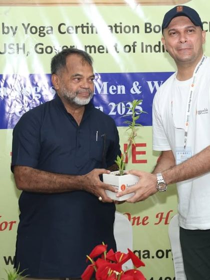 Another judge is honored for his time and wisdom, which helped uphold the true spirit of yogasana at our competition.