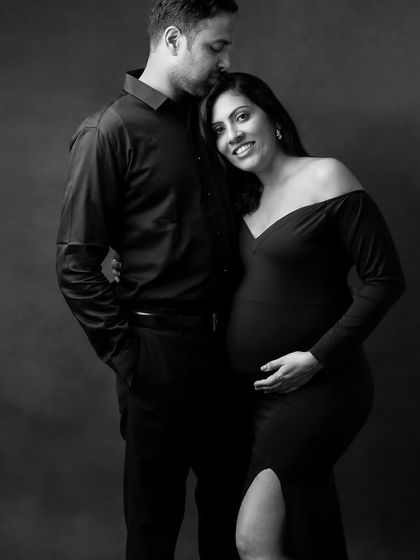 A beautiful, classic couple's embrace. Black and white makes this portrait feel enduring and full of emotion.