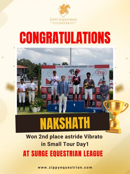 Nakshath earns second place astride Vibrato in the Small Tour at the Surge Equestrian League. A fantastic result for this dedicated pair.