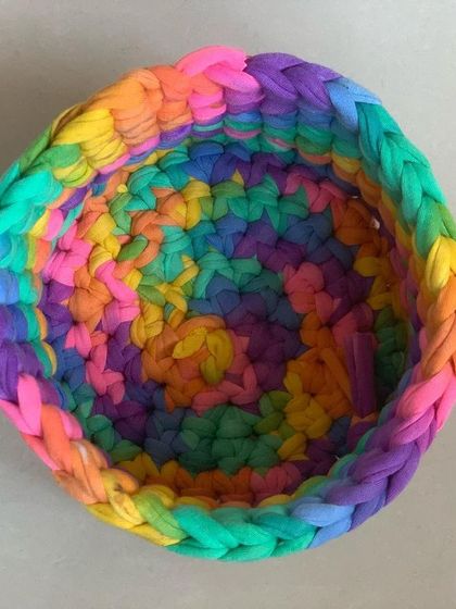 The inside of this basket shows how the colors blend together in a beautiful spiral.