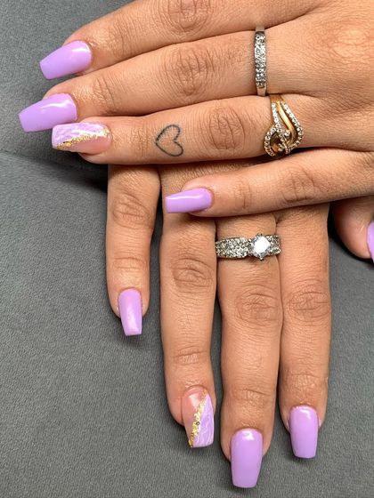 Another angle of the popular lilac and gold foil design, a perfect mix of color and subtle glam.