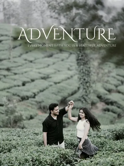 A couple shares a dance in the lush, green tea gardens of Coorg, a perfect example of a destination shoot that combines romance with the beauty of nature.