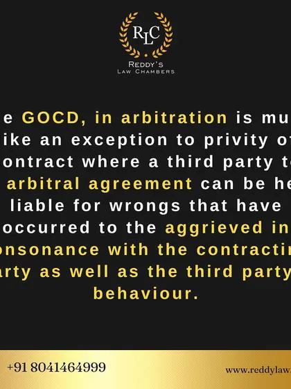 In arbitration, the Group of Companies Doctrine acts as an exception to the privity of contract. It allows a non-signatory third party to be held liable based on their involvement and behavior in the transaction.
