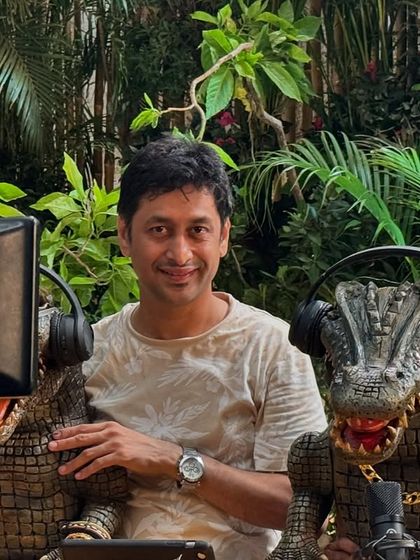 On set with the crocodile puppets, which were designed with detailed skin texture and mechanics for realistic movement. This project was a fantastic blend of sculpture and engineering.