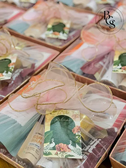 A welcome hamper for wedding guests is a gesture of gratitude for their presence. This beautifully arranged gift, with a personalized welcome card, ensures your guests feel appreciated from the moment they arrive.