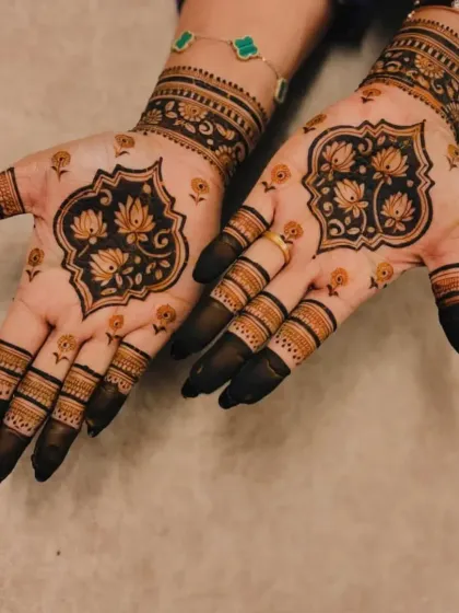 A modern and elegant design with lotus motifs in a unique placement.