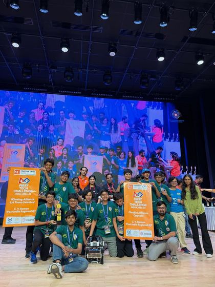 Champions on stage! Our three FTC teams from Mumbai celebrate their winning outcomes at the Western India regional championship, all qualifying for the nationals.