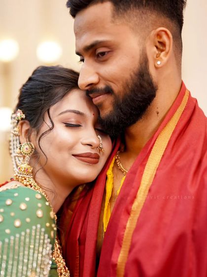 A tender moment of comfort and love, this close-up captures the deep emotional bond between the couple.