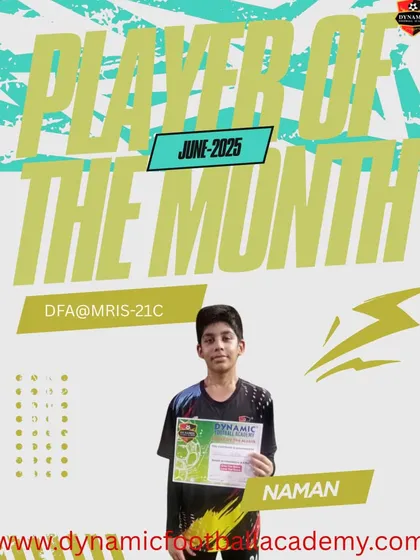 Well done to Naman, our Player of the Month for June. His commitment and hard work on the field have been exceptional.