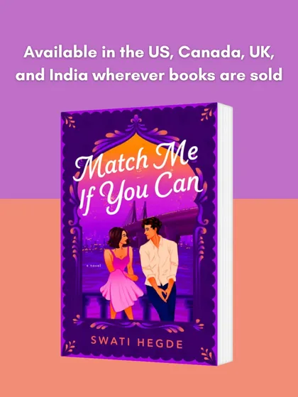The cover of my debut novel, *Match Me If You Can*, available in the US, Canada, UK, and India. It's a friends-to-lovers romance with *Emma* and *When Harry Met Sally* vibes.
