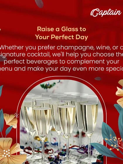 Raise a glass to your perfect day. We can help you select the perfect champagne, wine, or signature cocktail to complement your menu and make your corporate celebration even more special.