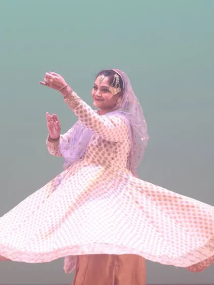 The pure joy and grace of Kathak, captured in a dynamic twirl. Our classical dance training focuses on both technical precision and the expressive storytelling that makes this art form so captivating.
