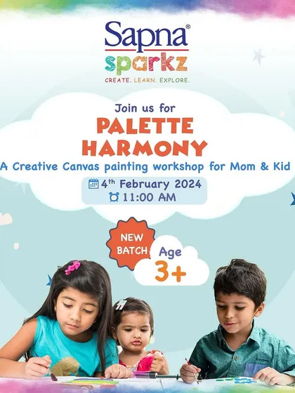 Announcing a new batch for our popular 'Palette Harmony' canvas painting workshop, now open for kids aged 3 and up!
