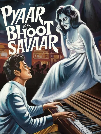 A poster for a fictional romantic horror film, 'Pyaar ka Bhoot Savaar'. I create these posters for 'Bollywood Movies from the Multiverse'.