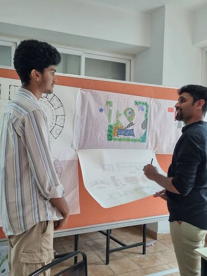 Here I am reviewing student work at the Dayananda Sagar College of Architecture. Mentoring young architects is incredibly rewarding. I enjoy sharing insights on climate-responsive design and helping them shape their understanding of vernacular architecture.