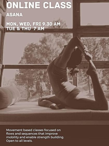 My online asana classes are movement-based, focusing on flows and sequences that improve mobility and build strength. You can join from anywhere and embrace the journey.