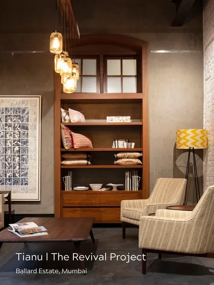 The 'Tianu Revival Project' was about creating a modern furniture store within a heritage building in Ballard Estate. We used a palette of warm wood and soft lighting to create an intimate, gallery-like atmosphere that respects the building's history.