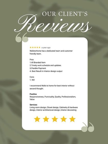 WallsToHome Interiors - Turnkey Home Interiors Our Clients' Reviews photo 6