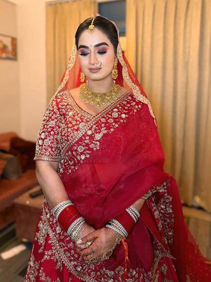 A close-up showing the soft, blended eyeshadow and flawless skin. Even with eyes closed, the look is elegant and complete.