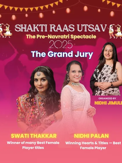 Presenting the grand jury for the event. I carefully selected respected and award winning Garba players as judges to ensure a high standard of competition and credibility for the Utsav.