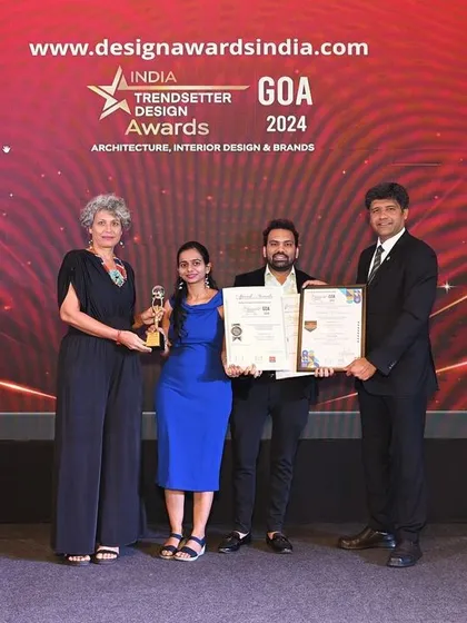 Accepting the Trendsetter Design Award in Goa. This recognition fuels our passion for creating innovative and beautiful spaces.