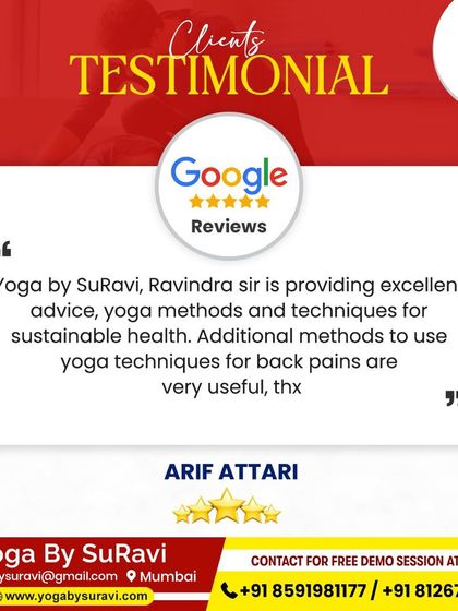 Arif Attari found our yoga methods and techniques for sustainable health very useful, especially for managing back pain.