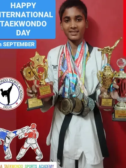 Sumit Kumar with his trophies and medals. His achievements are an inspiration to his teammates.