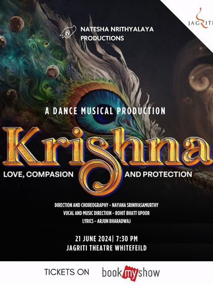 The official poster and booking announcement for our premiere of 'KRISHNA: Love, Compassion, Protection'. We are thrilled to invite art lovers to witness our new work.