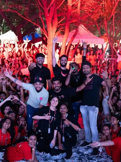 The view from my stage at a Jyoti Nivas College (JNC) fest. The energy from a crowd this massive is incredible. I love playing for college events and connecting with the enthusiasm of the students.