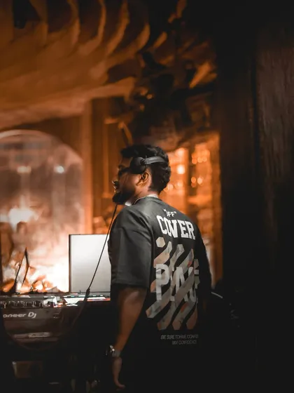 In the moment, feeling everything. This is where I process the energy of the room and channel it back through the music.