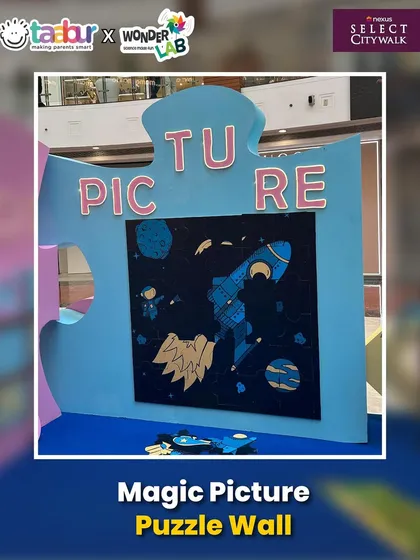 A magic picture puzzle wall that kids could solve together.