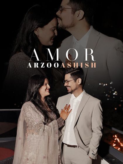 A dreamy double-exposure portrait of the couple. Titled 'Amor', this artistic image blends two romantic moments into one beautiful composition.