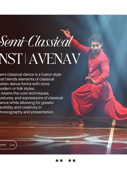 Highlighting the Semi-Classical module for our "Dancers Intensive," this poster explains it as a fusion style that blends classical Indian dance with modern forms.
