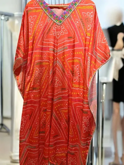 Discover the perfect blend of comfort and style with our satin silk kaftan, ideal for upcoming festivals. Its luxurious fabric drapes beautifully, ensuring you look chic while staying comfortable.