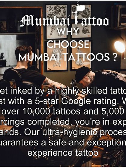 Why choose Mumbai Tattoo? With over 10,000 tattoos and 5,000 piercings completed, you are in expert hands. Our ultra-hygienic process guarantees a safe experience.