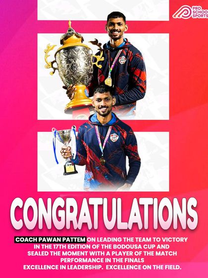 Excellence in leadership and on the field. Congratulations to Coach Pawan for leading his team to victory in the Bodousa Cup and earning Player of the Match.